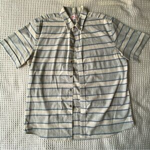 Unique Vintage Gray and Blue Striped Casual Shirt